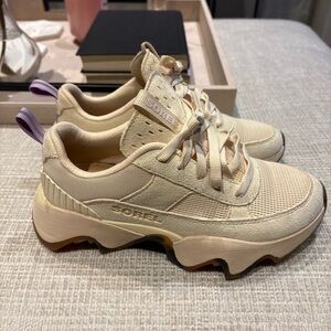 Tan/leopard/lavender Sorel tennis shoes